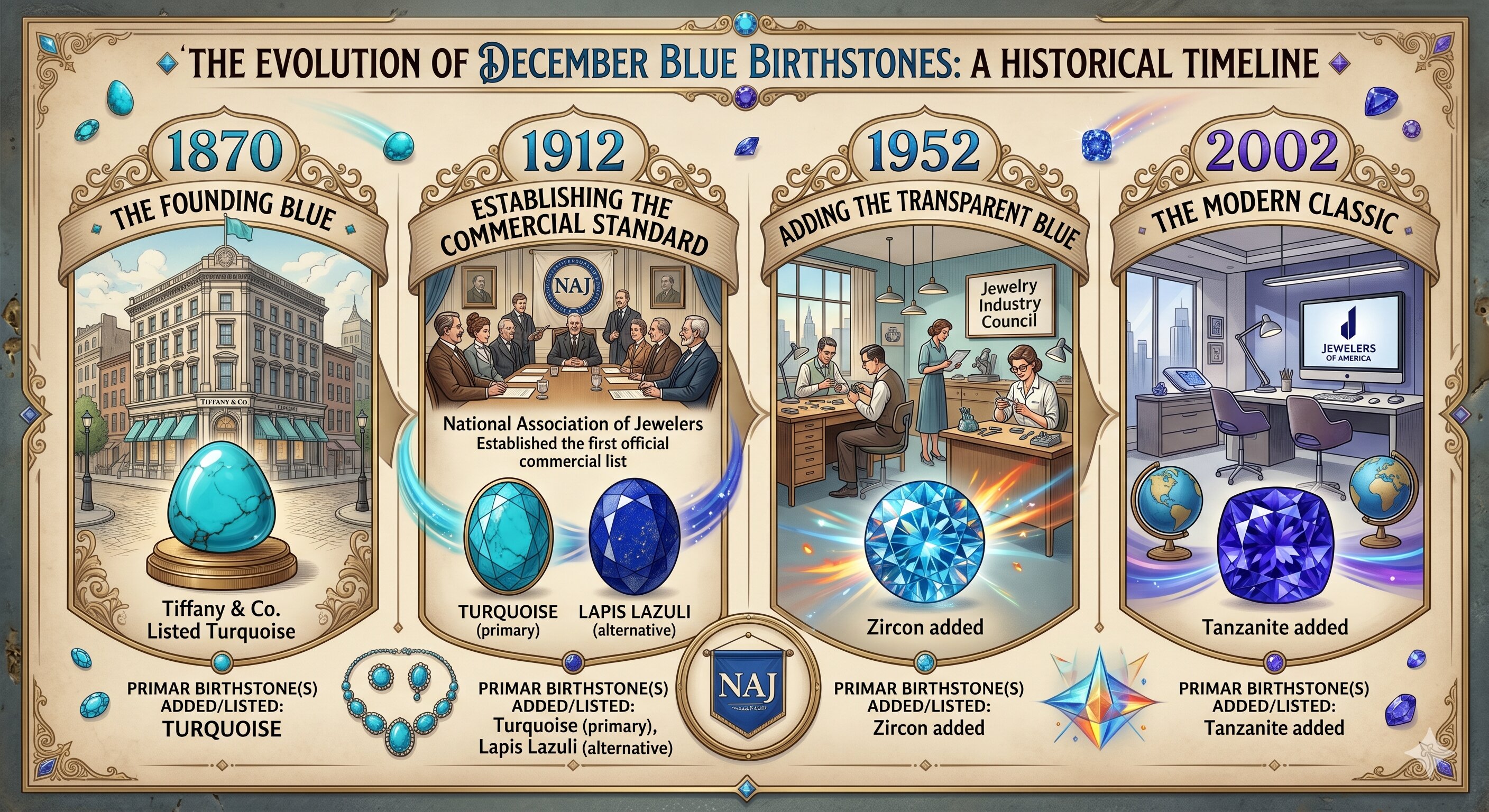 The evolution of december blue birthstones